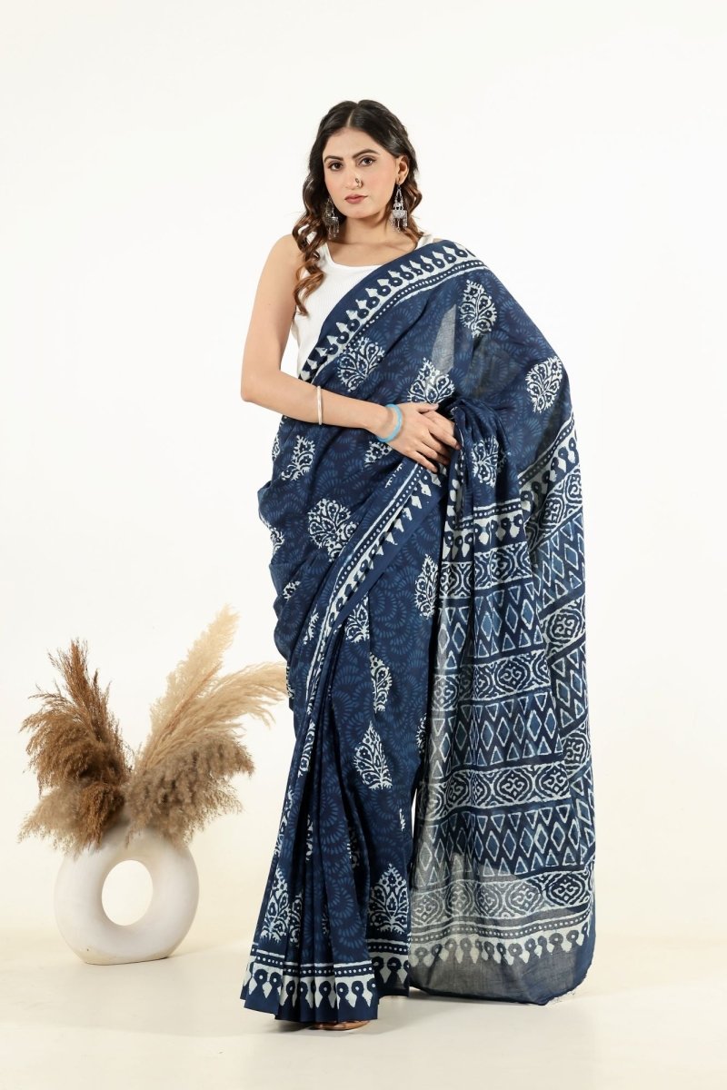 Indigo Leaf Artisan Saree