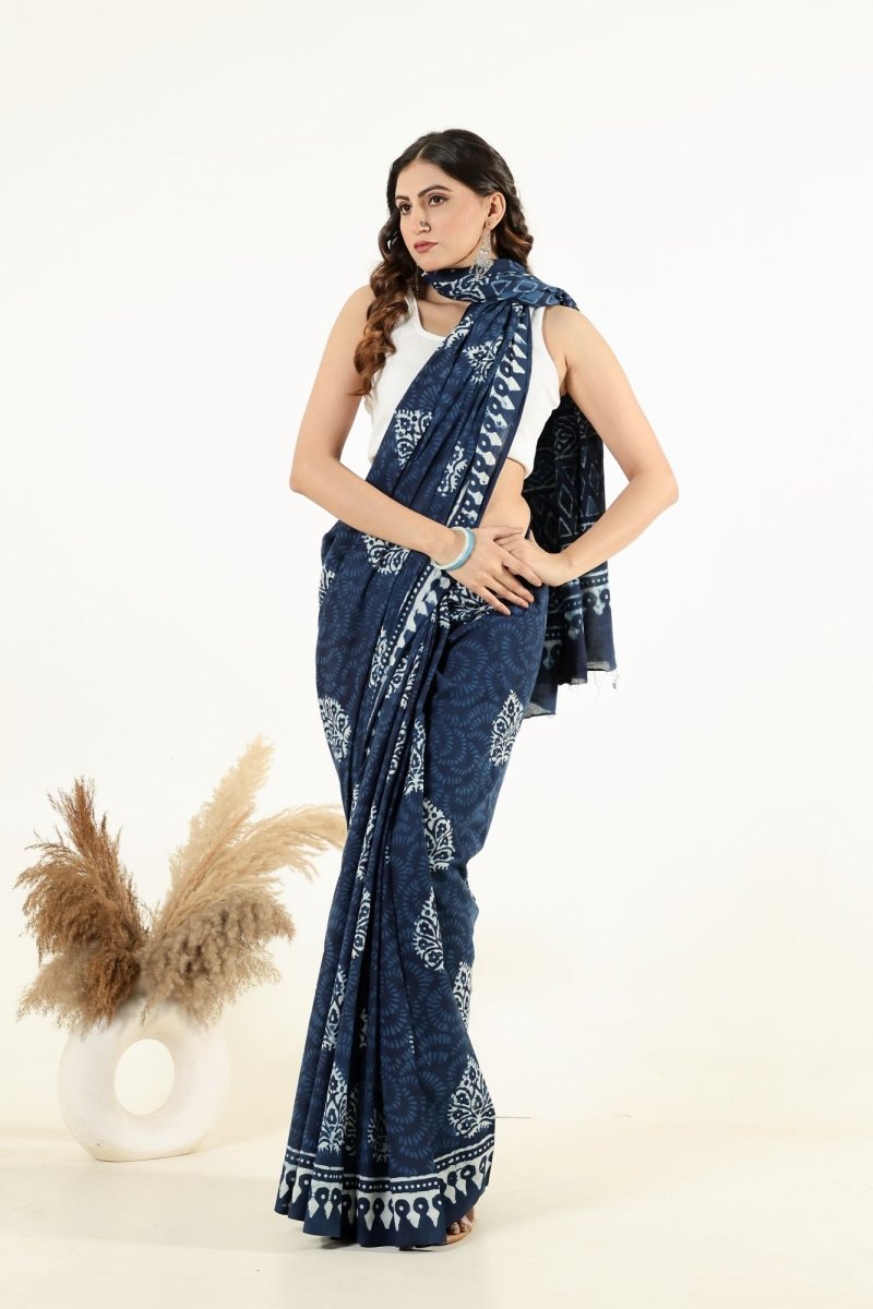Indigo Leaf Artisan Saree