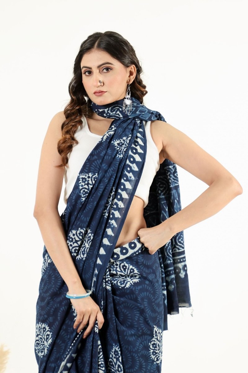 Indigo Leaf Artisan Saree
