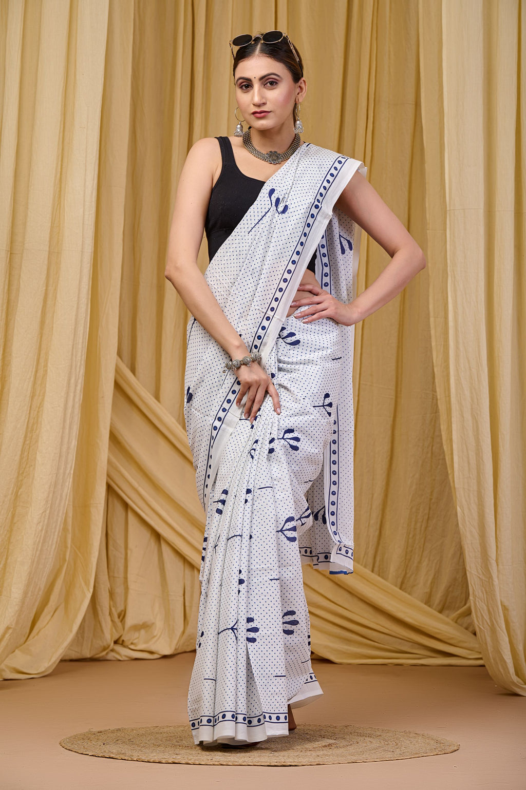 Bright White Mulmul Cotton Saree
