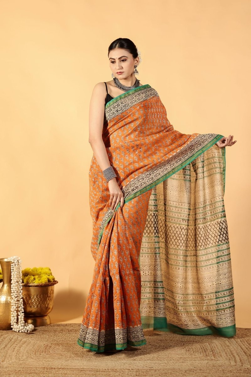 Orange Zest Luxe Chanderi Saree