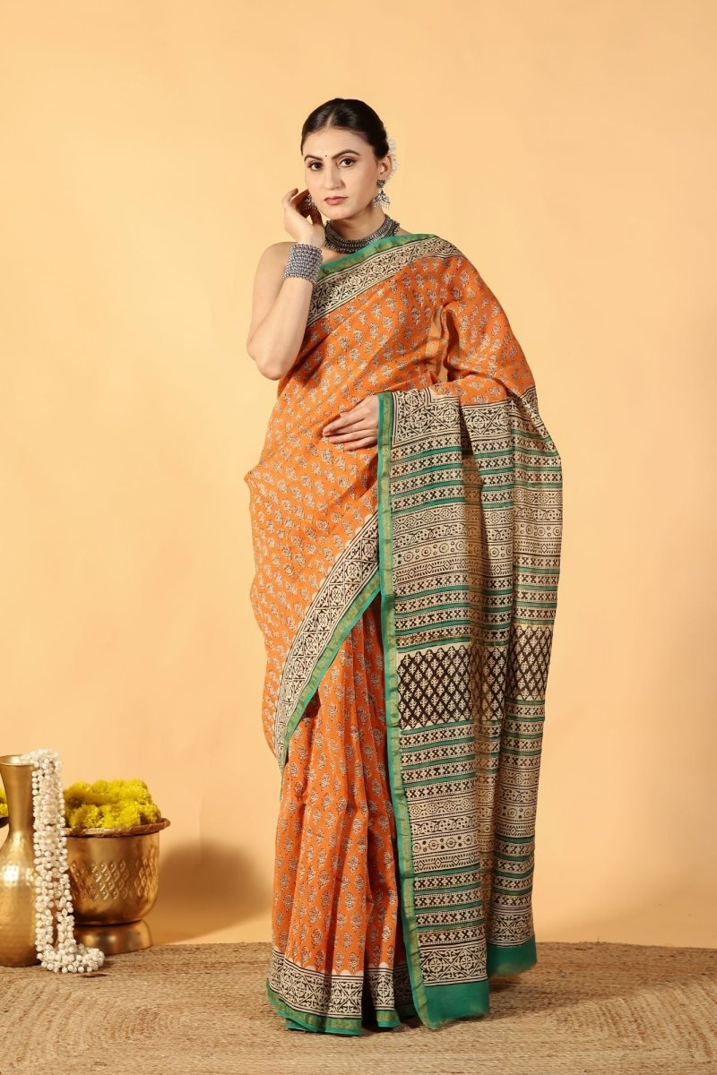 Orange Zest Luxe Chanderi Saree