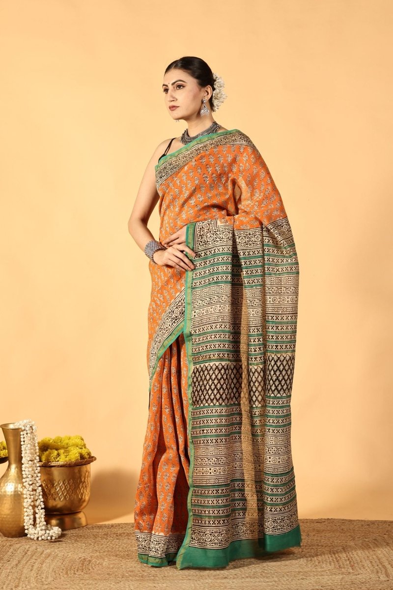 Orange Zest Luxe Chanderi Saree