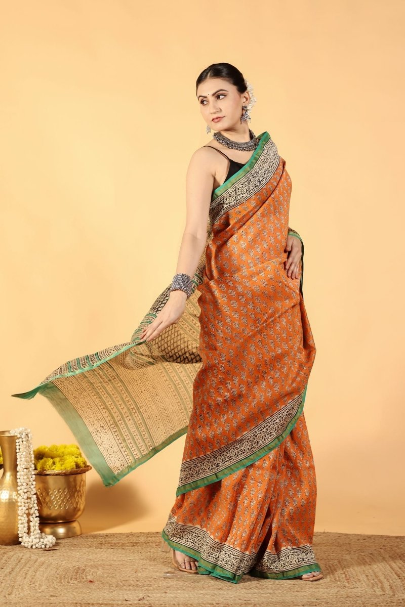Orange Zest Luxe Chanderi Saree