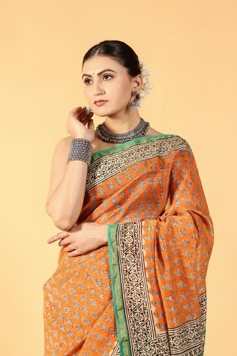 Orange Zest Luxe Chanderi Saree