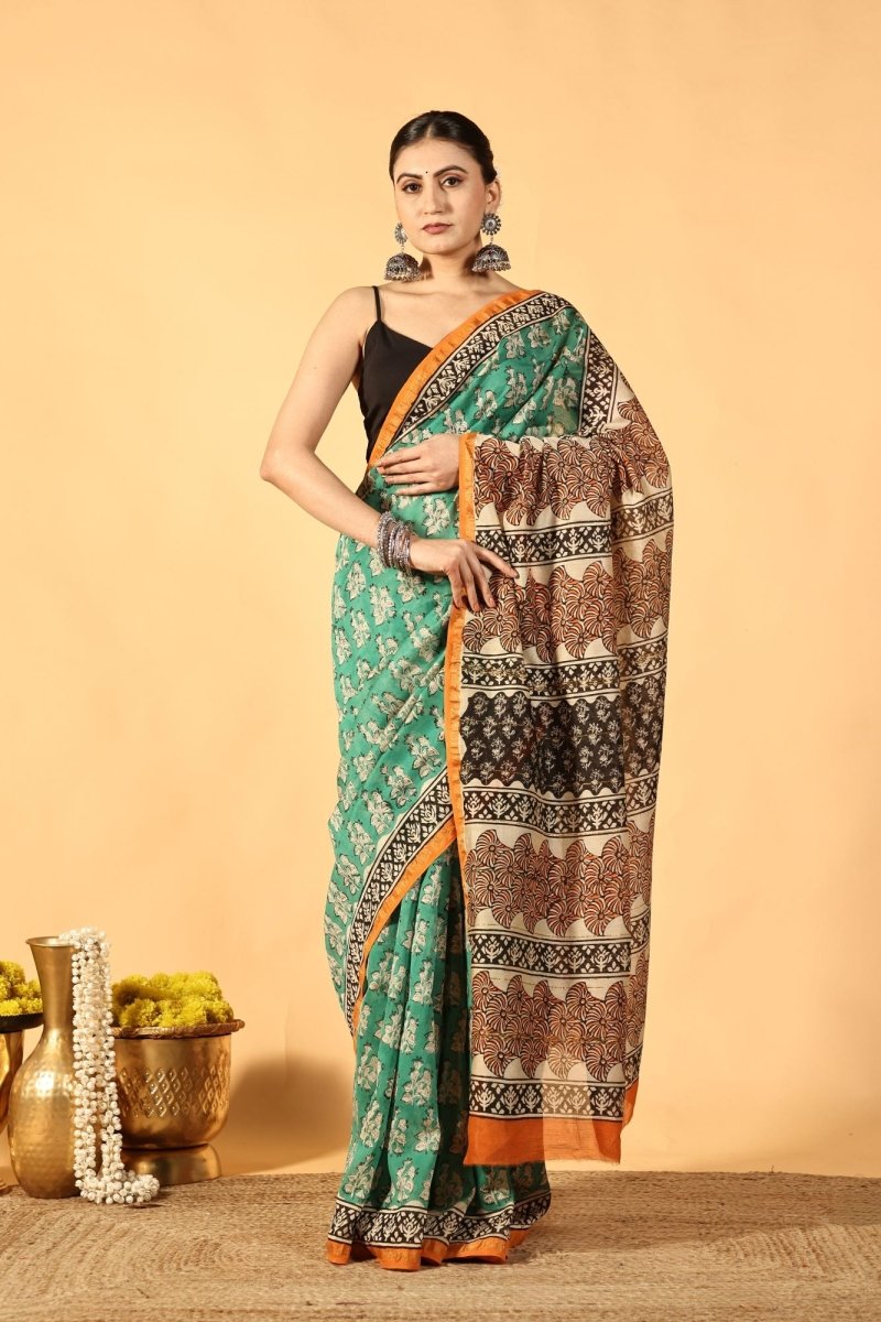 Green Glow Chanderi Saree