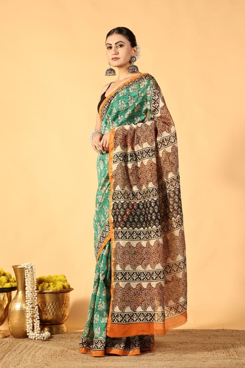 Green Glow Chanderi Saree