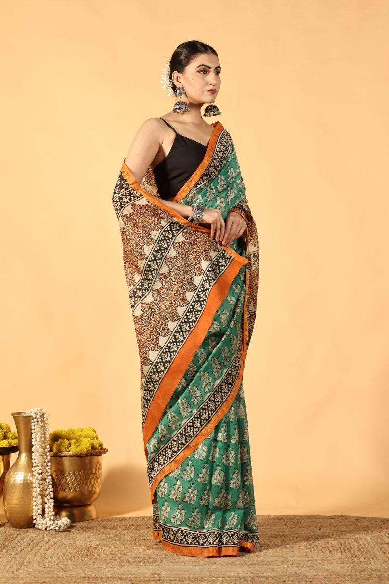 Green Glow Chanderi Saree