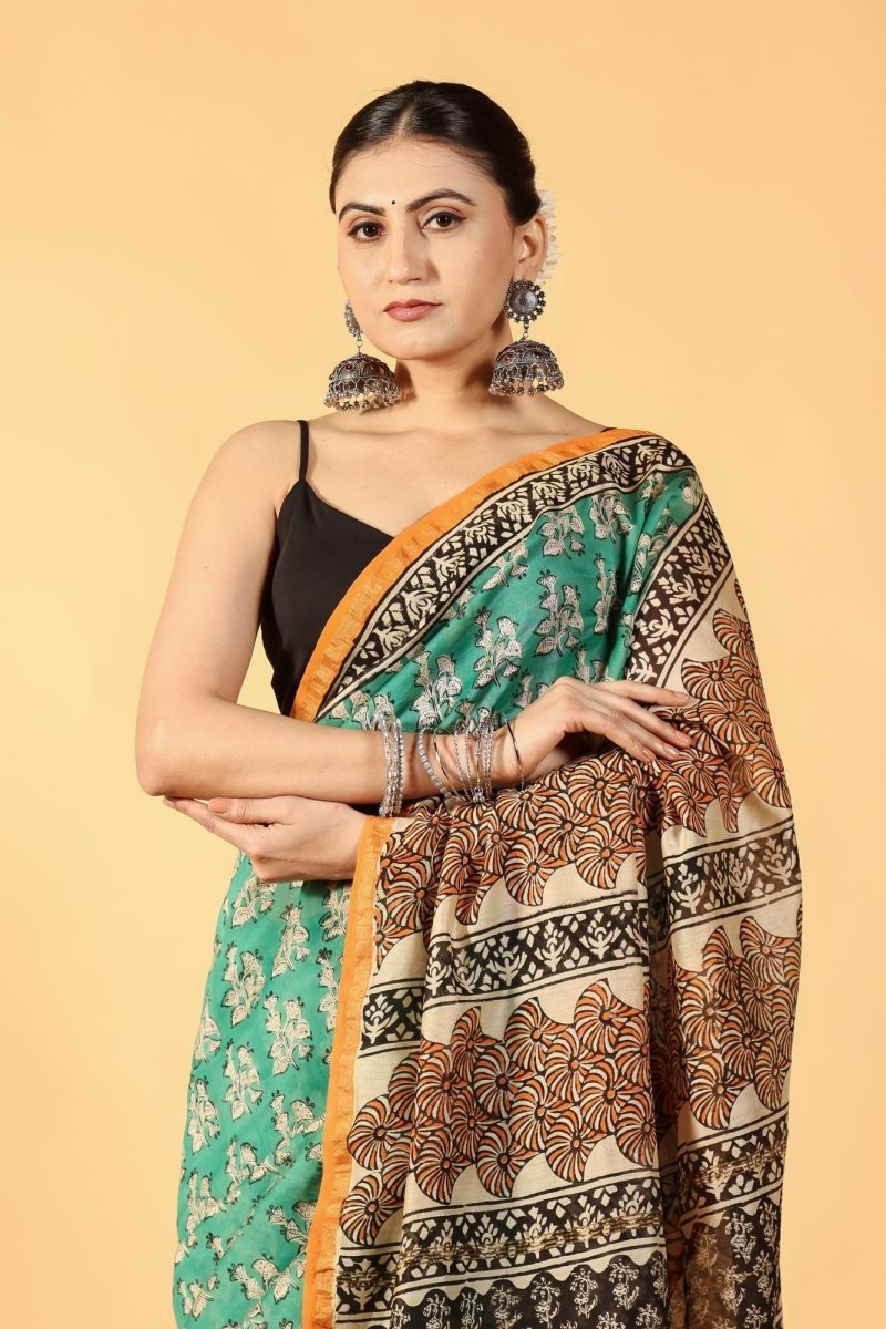 Green Glow Chanderi Saree