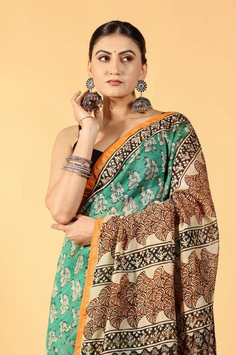 Green Glow Chanderi Saree