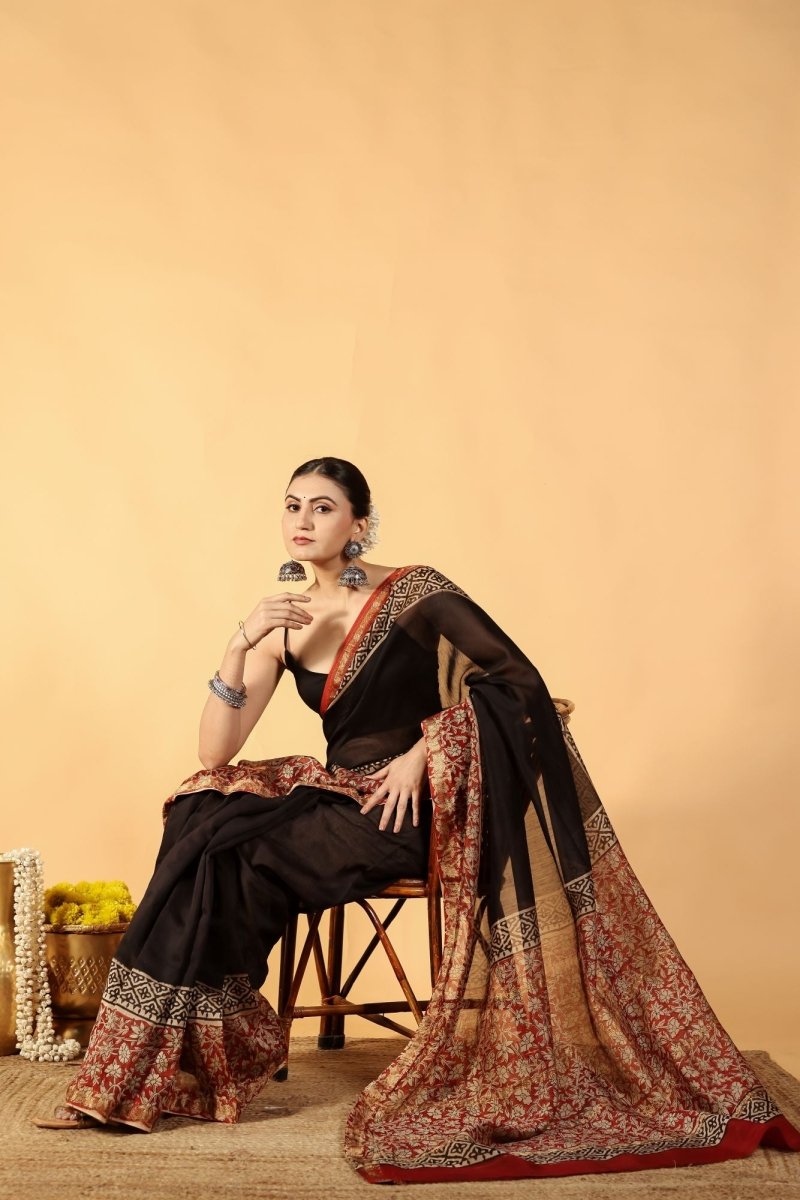 Kalamkari Craft Noir Saree