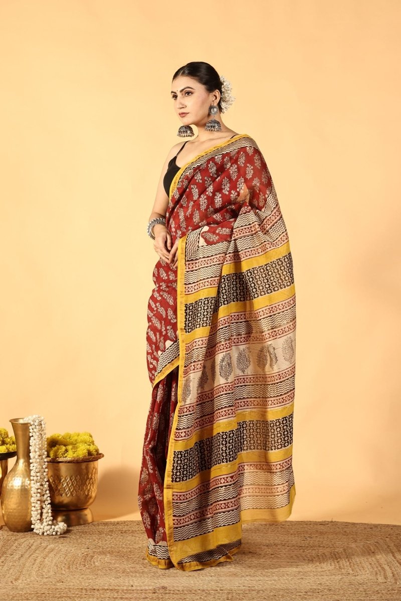 Crimson Radiant Chanderi Saree