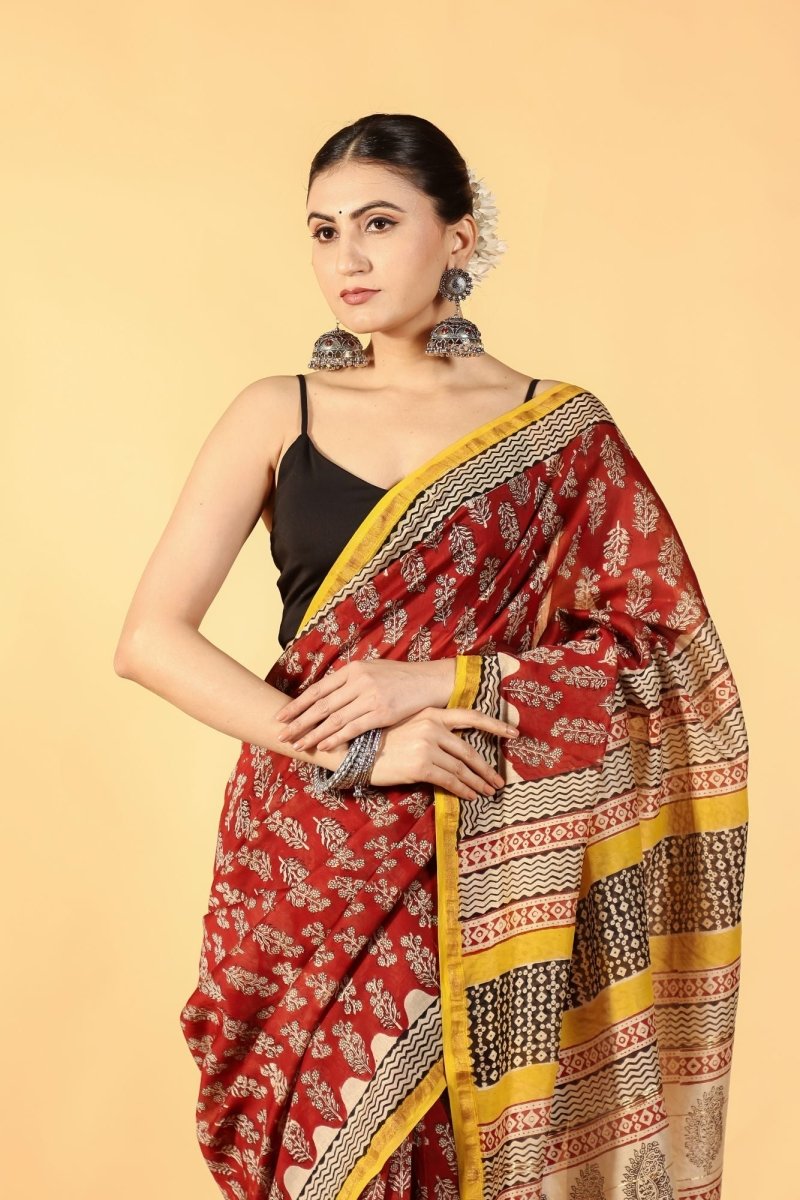Crimson Radiant Chanderi Saree