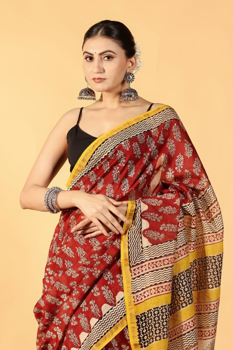 Crimson Radiant Chanderi Saree