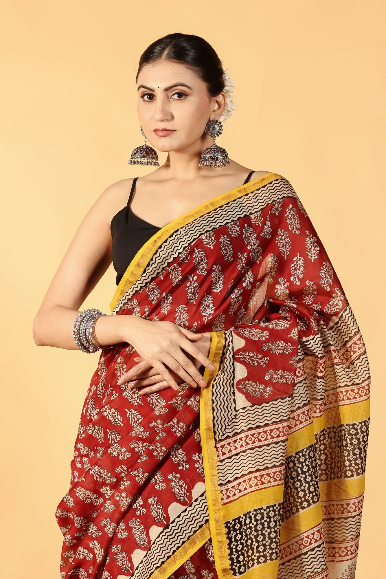 Crimson Radiant Chanderi Saree