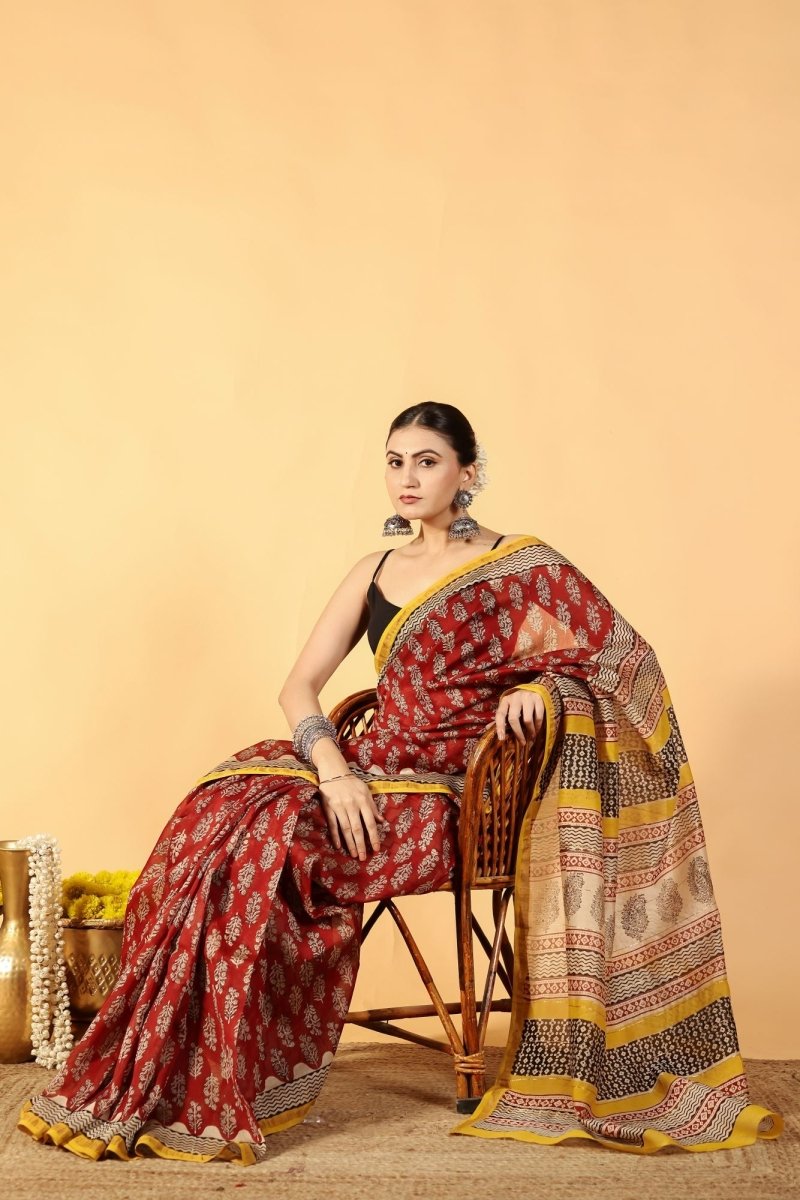 Crimson Radiant Chanderi Saree