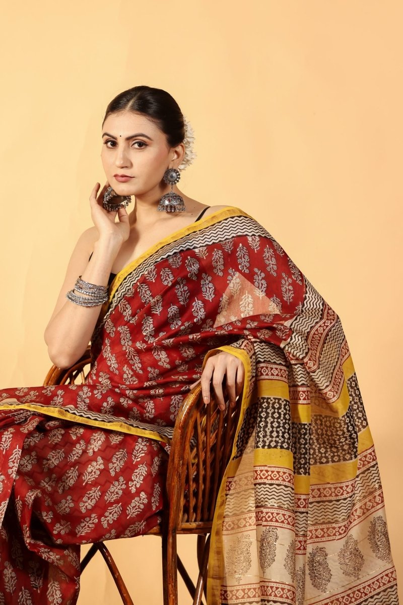 Crimson Radiant Chanderi Saree