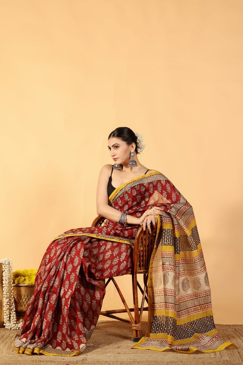Crimson Radiant Chanderi Saree