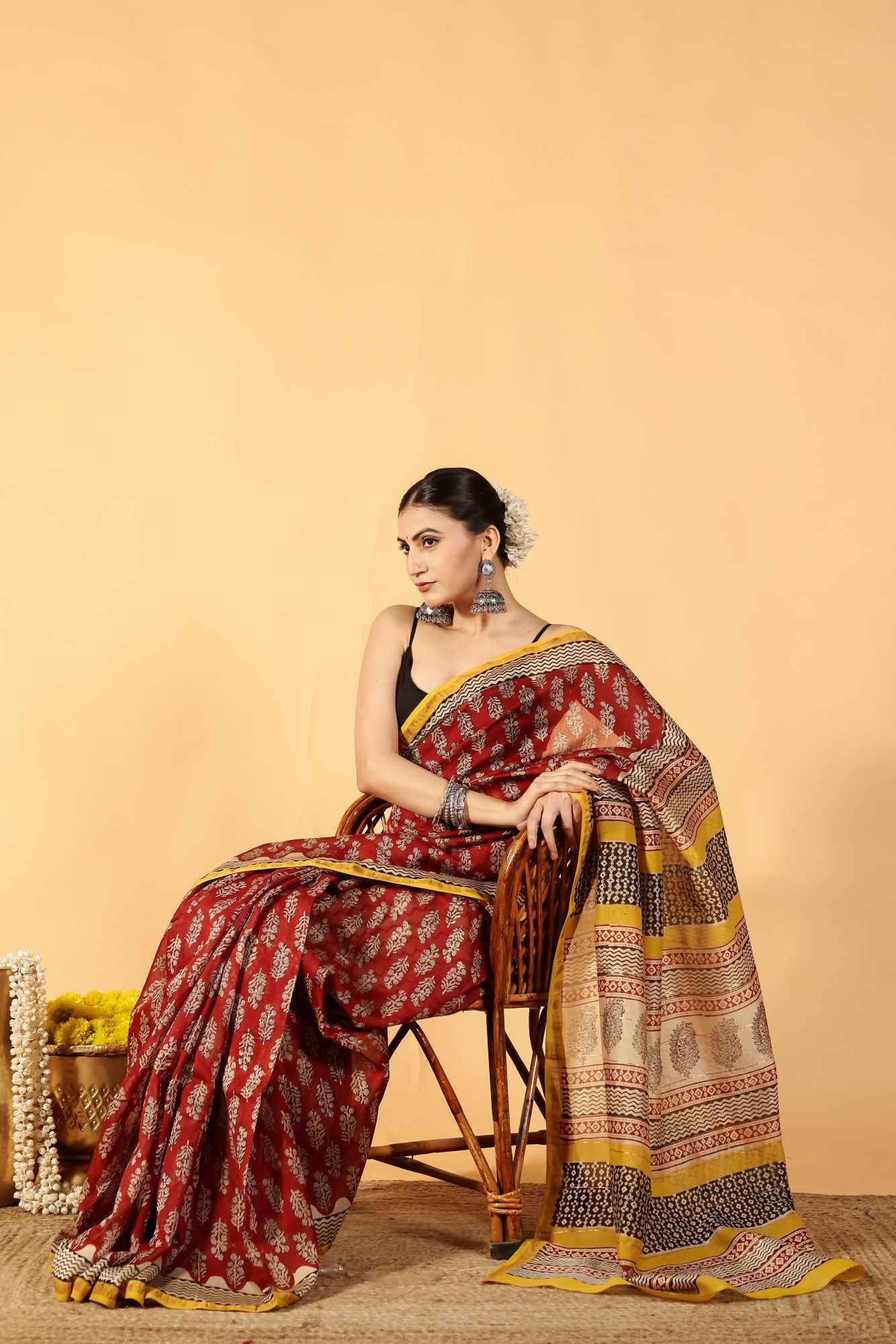 Crimson Radiant Chanderi Saree