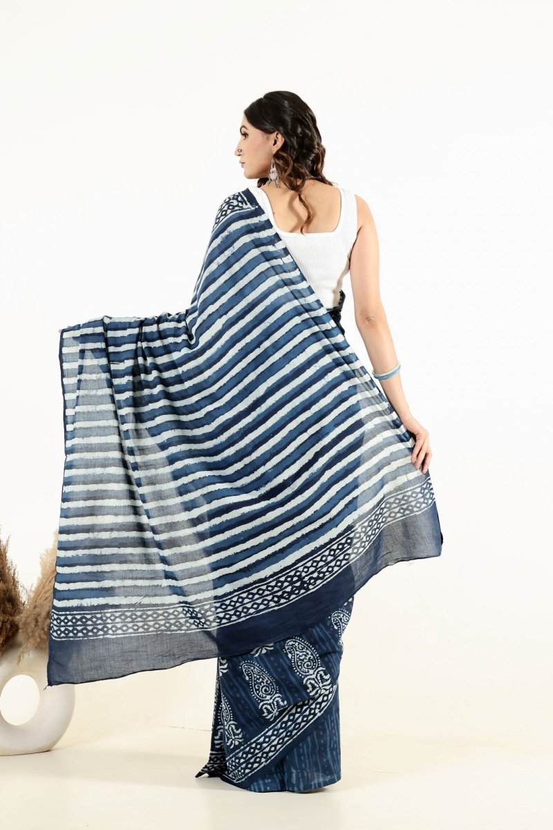 Indigo Botanical Muse Saree