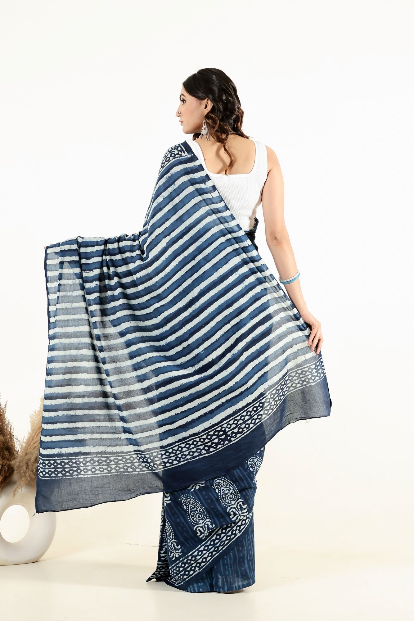 Indigo Botanical Muse Saree