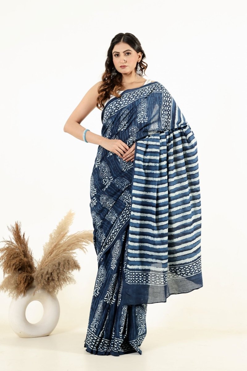 Indigo Botanical Muse Saree