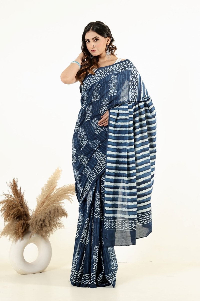 Indigo Botanical Muse Saree