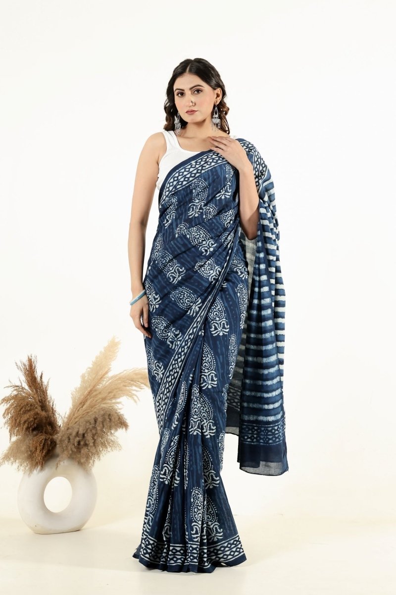 Indigo Botanical Muse Saree