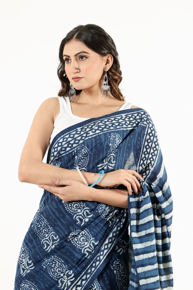 Indigo Botanical Muse Saree