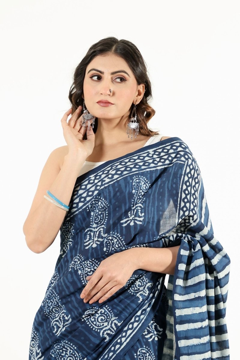 Indigo Botanical Muse Saree