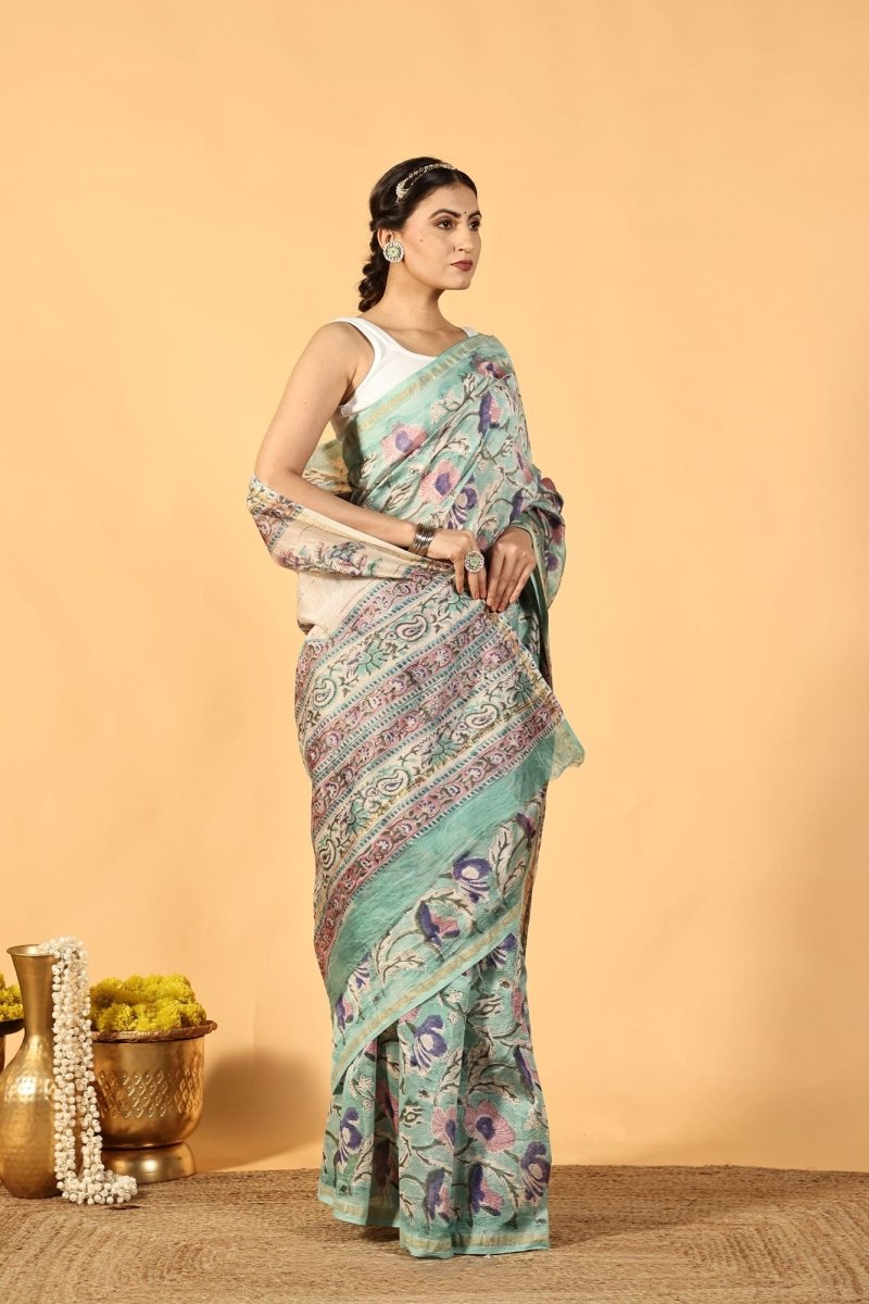 Sage Whisper Chanderi Saree