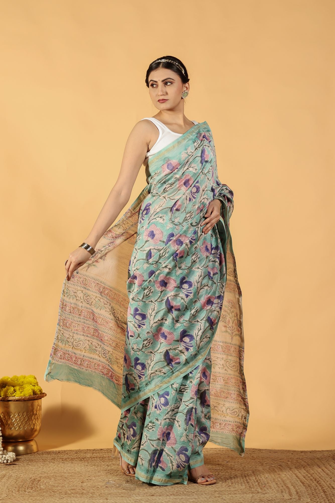 Sage Whisper Chanderi Saree