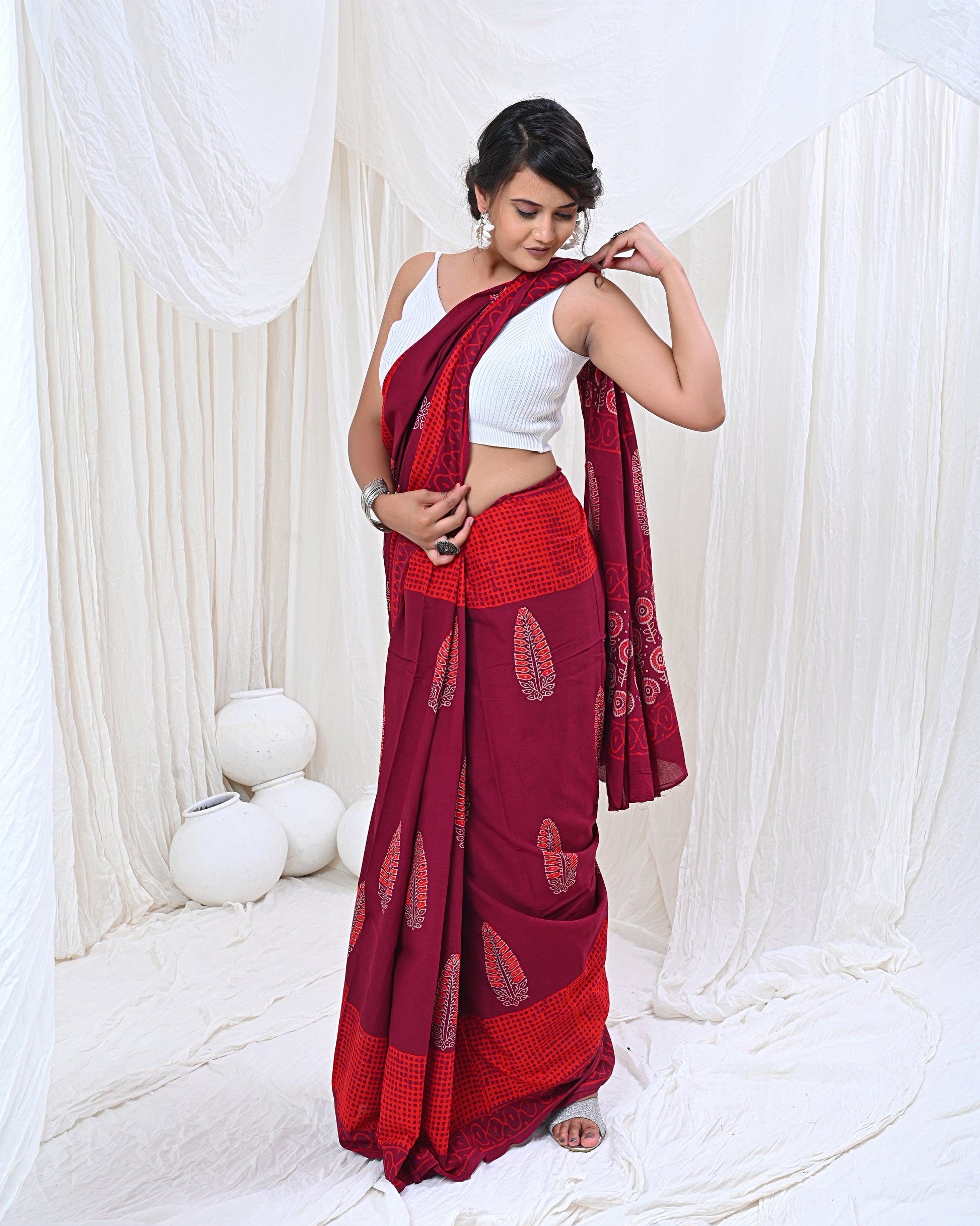 Maroon Love Saree