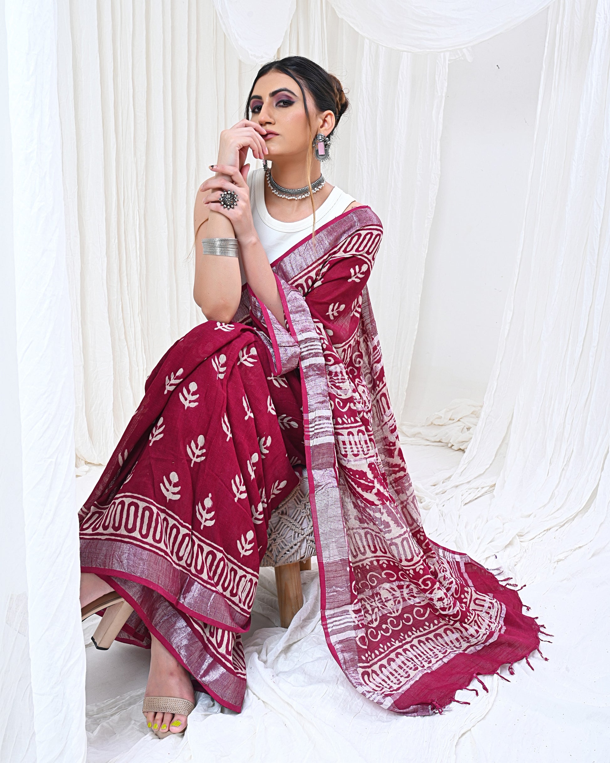 Vibrate Crimson Saree