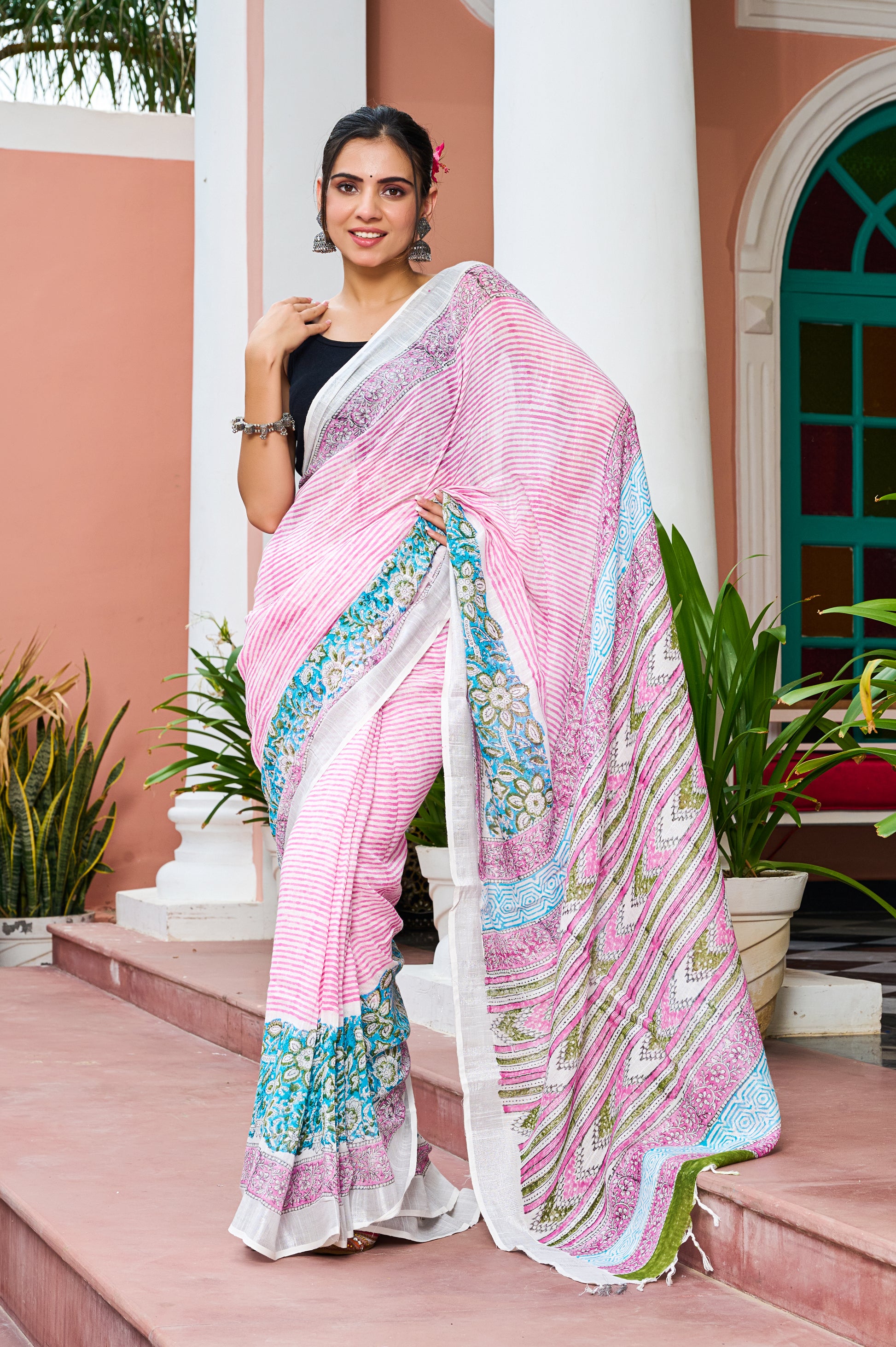 Pink waves Saree