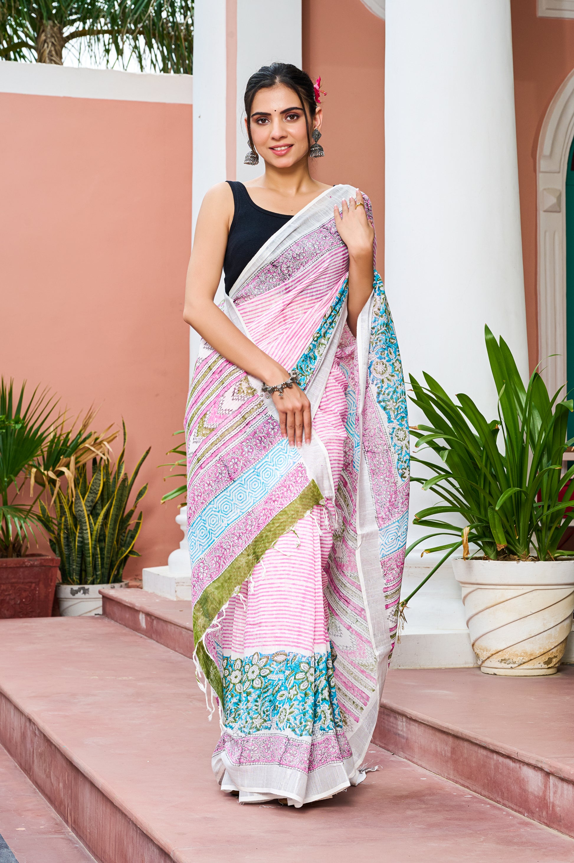 Pink waves Saree