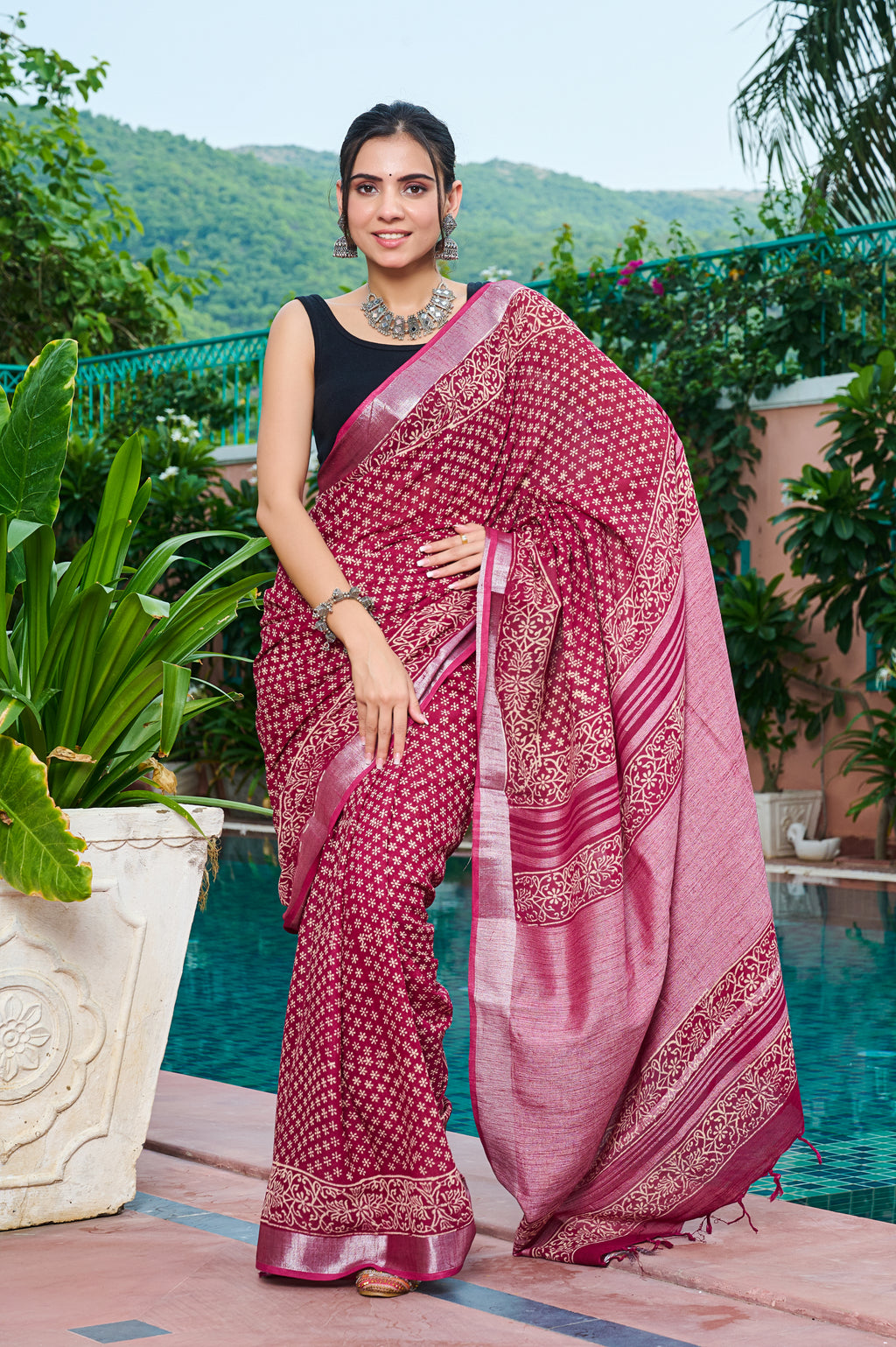 Maroon Elegance Saree