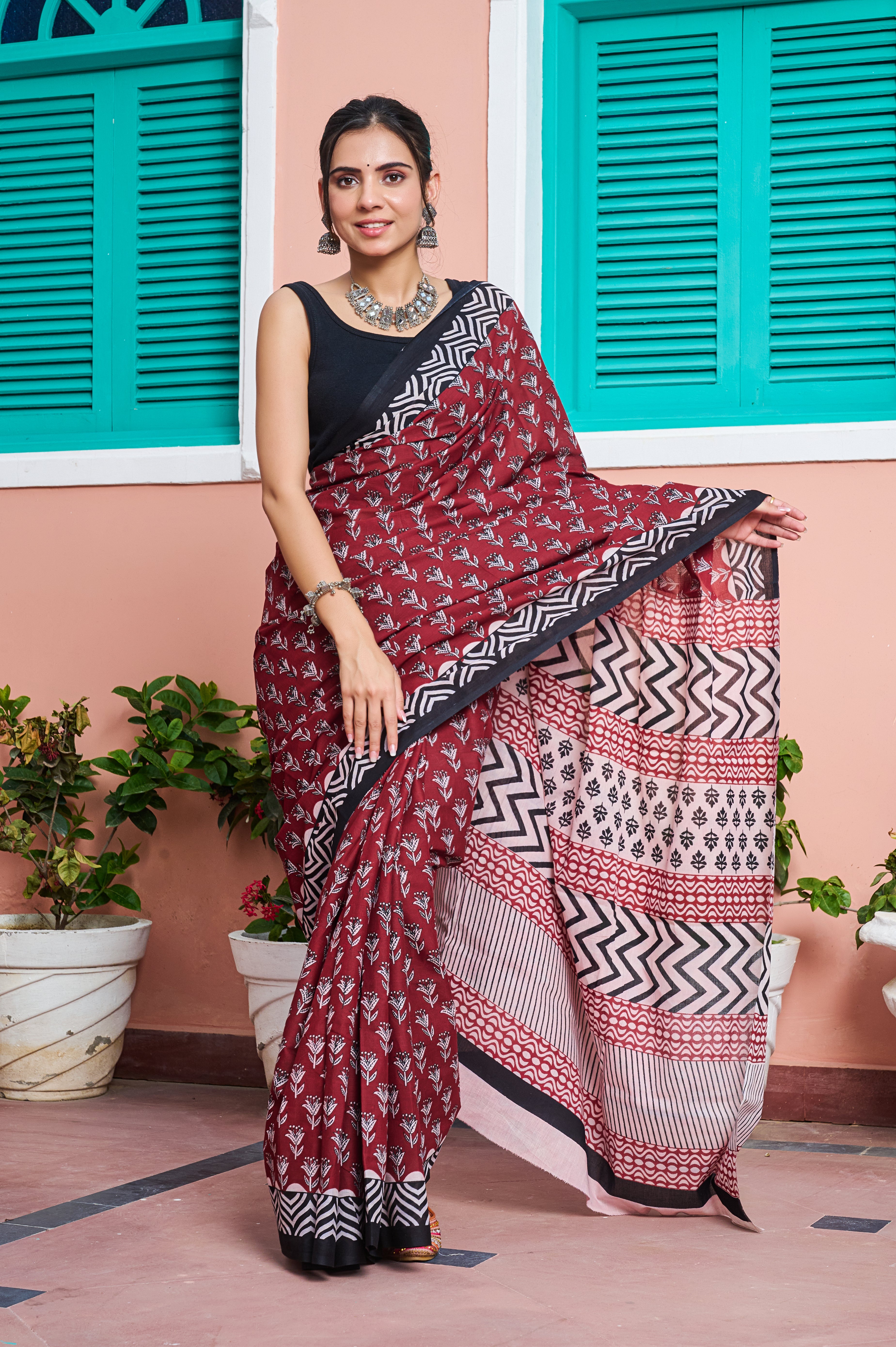 Crimson Bloom Saree