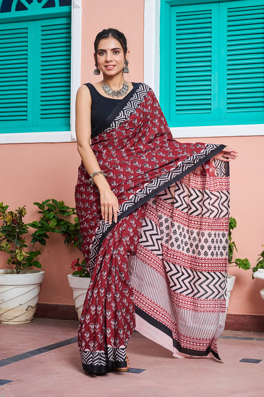 Crimson Bloom Saree