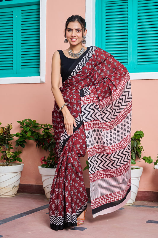 Crimson Bloom Saree