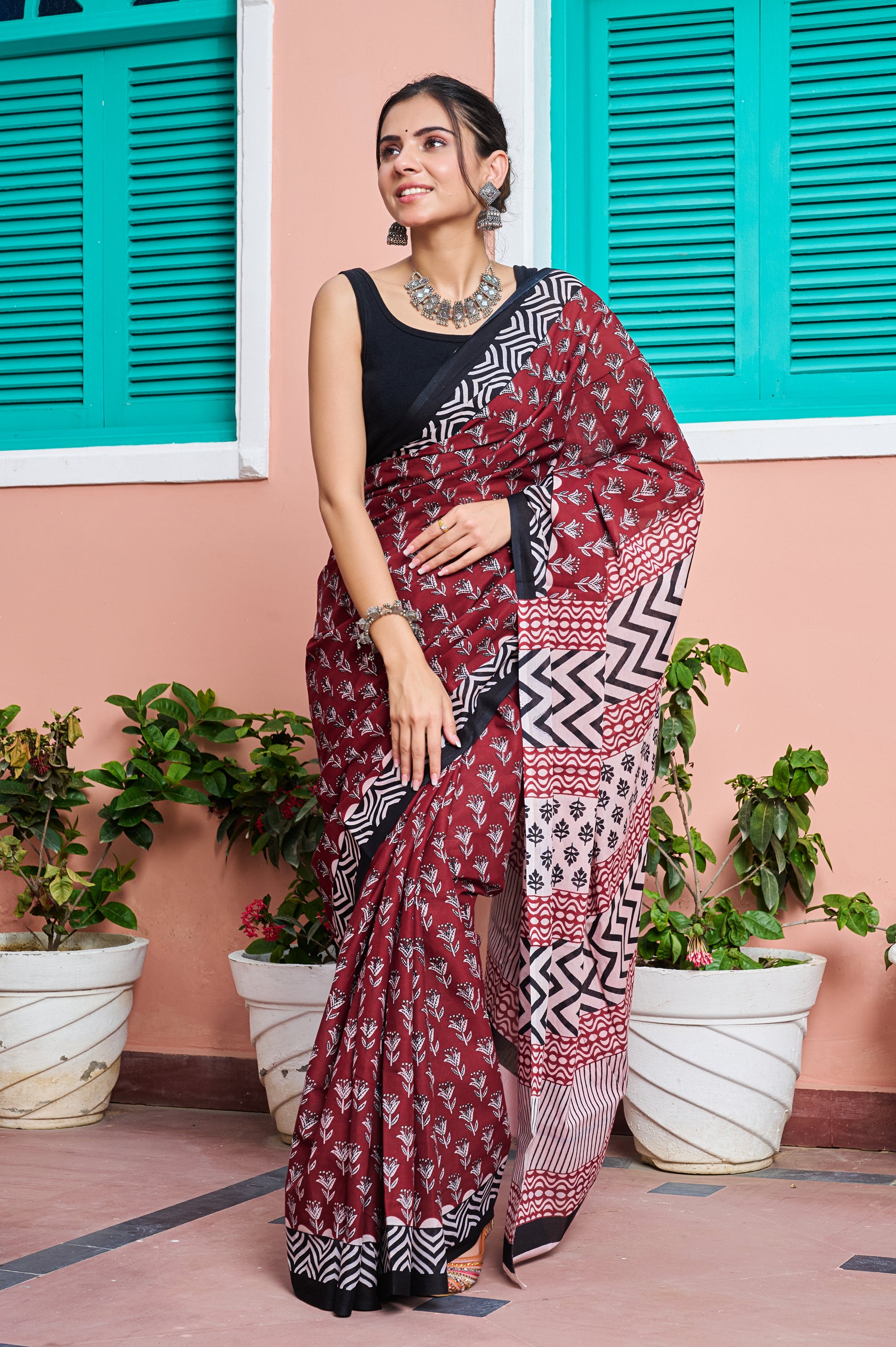 Crimson Bloom Saree