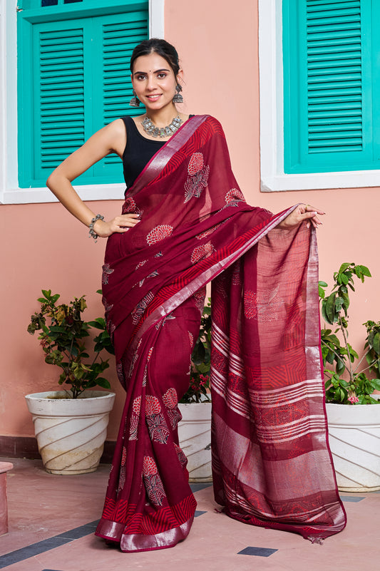 Red Bloom Saree