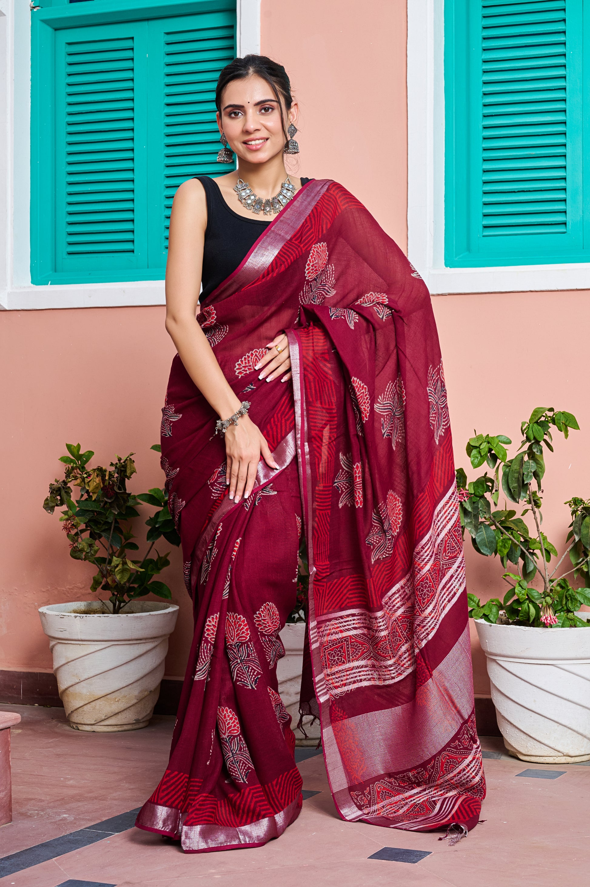 Red Bloom Saree