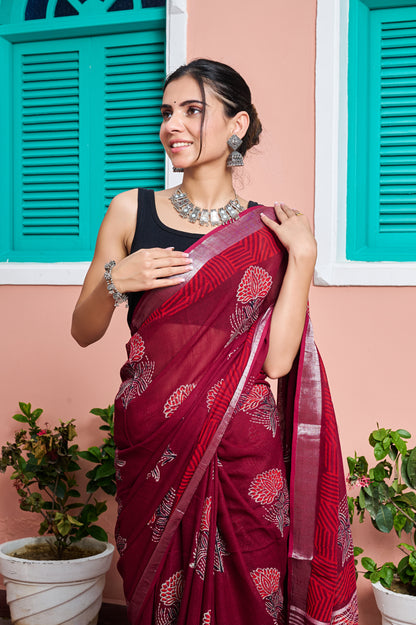 Red Bloom Saree