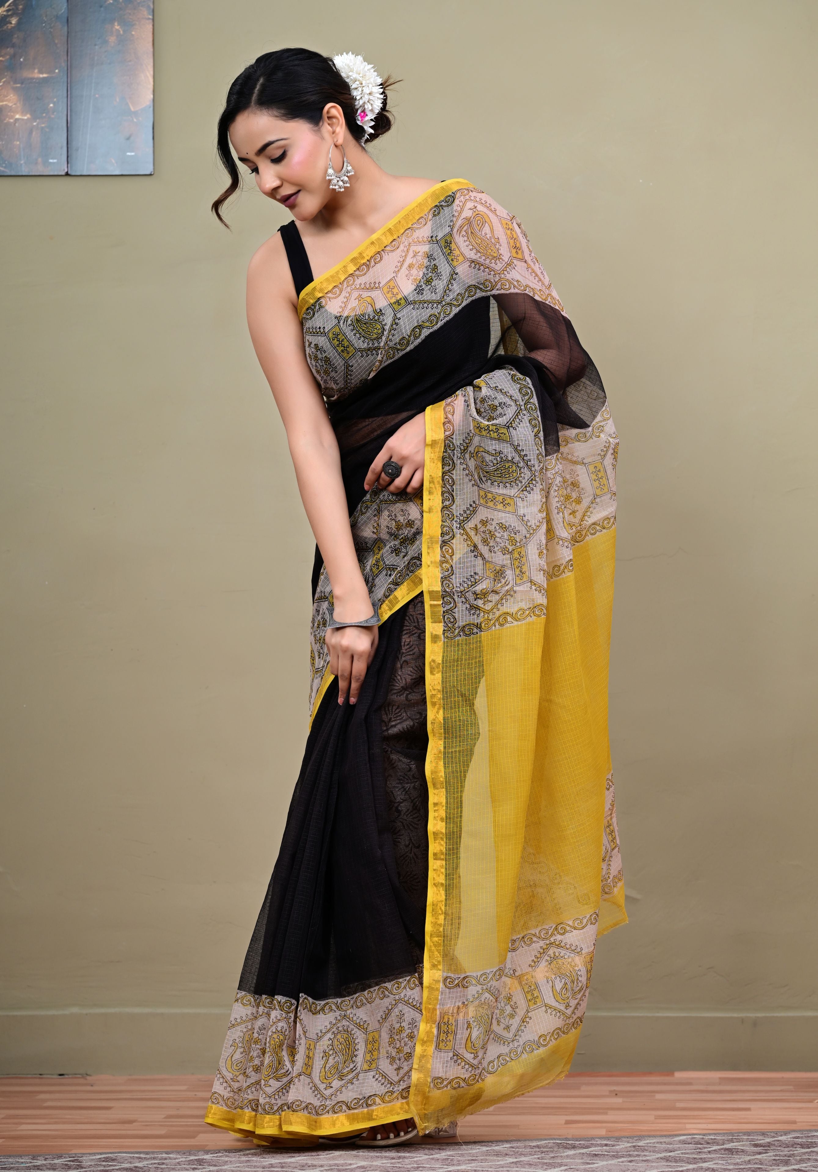 Mustard Story Kota saree