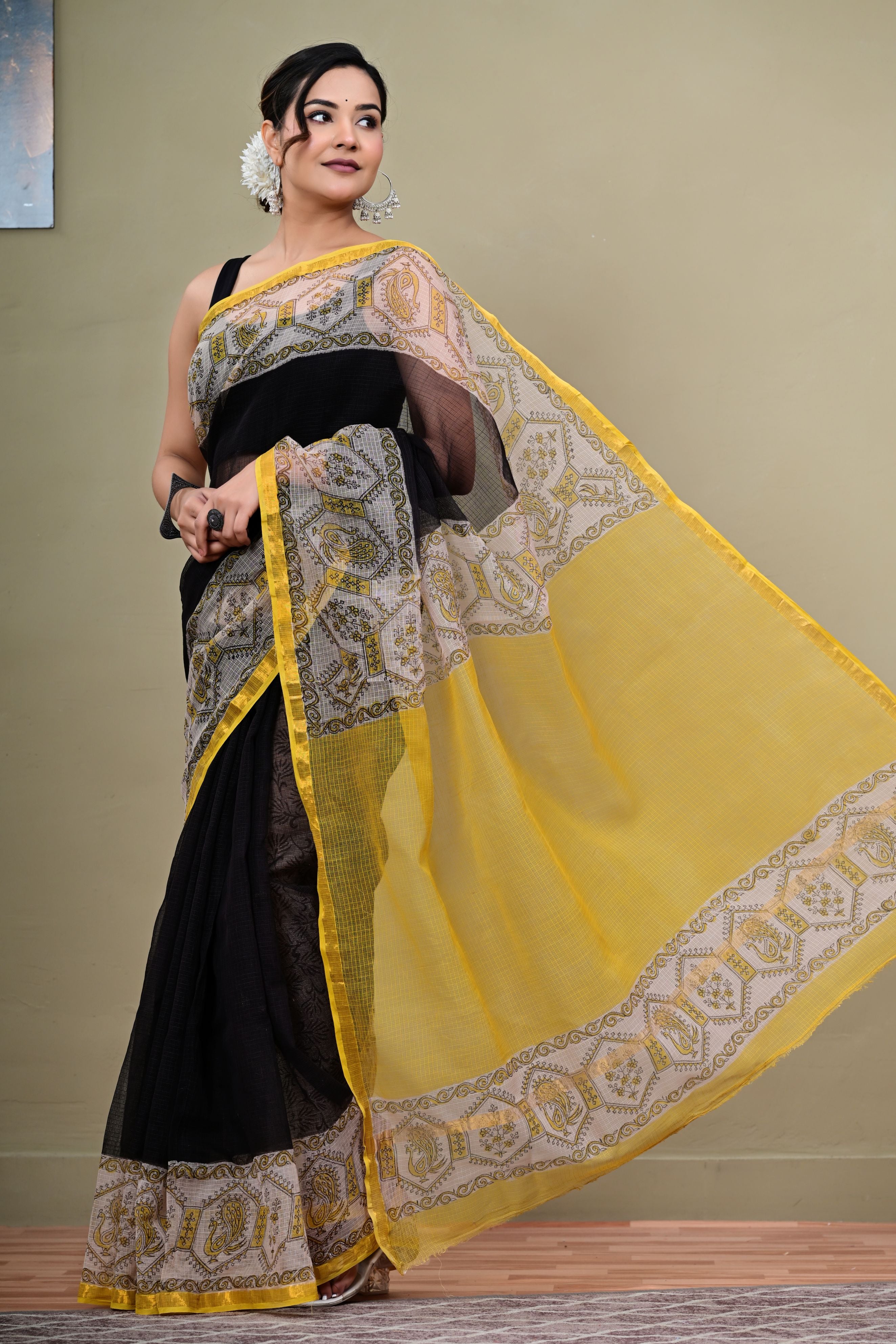 Mustard Story Kota saree