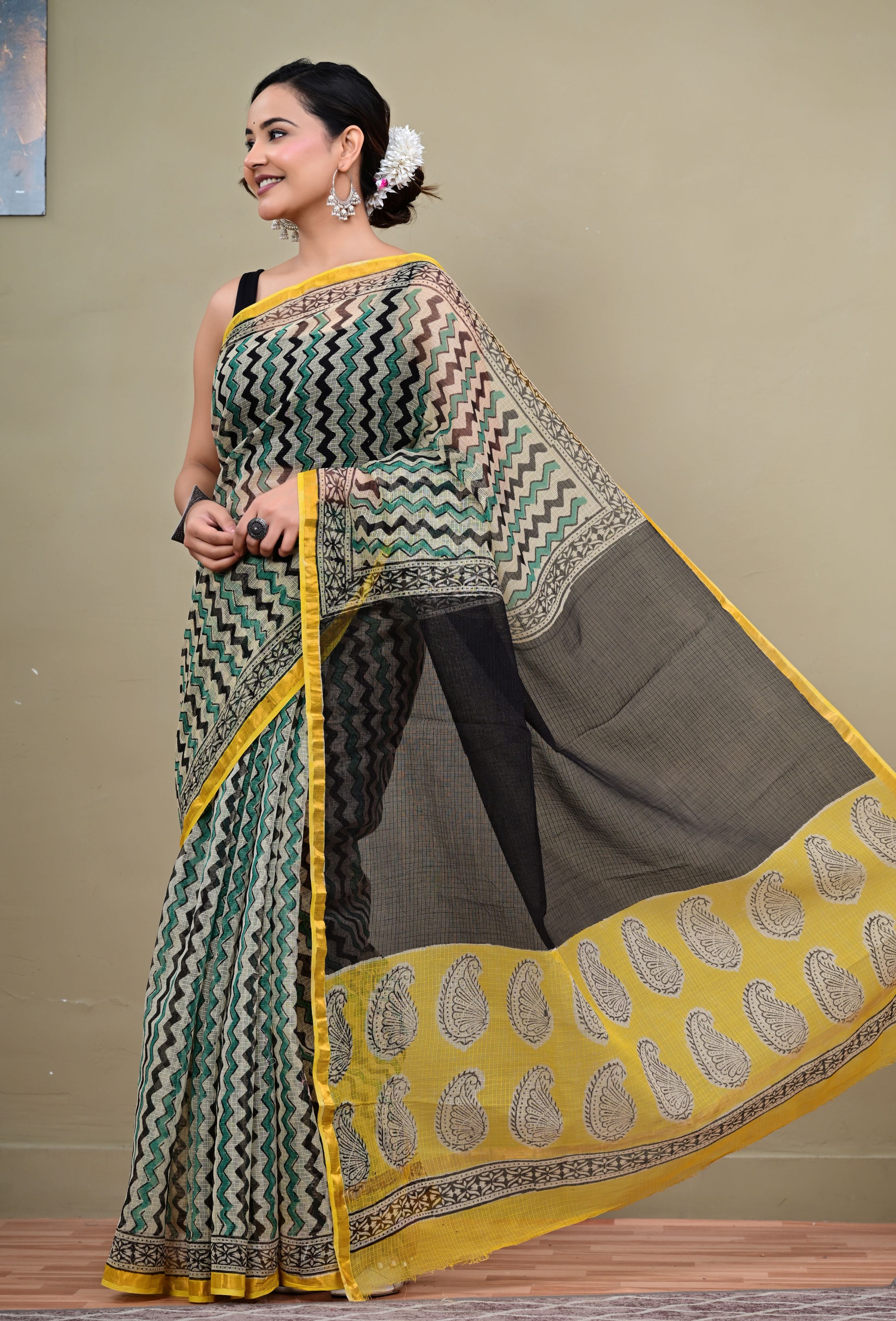 Forest Zigzag Kota Saree