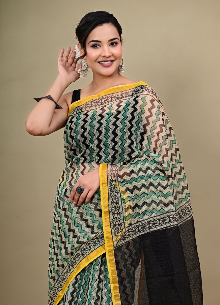 Forest Zigzag Kota Saree