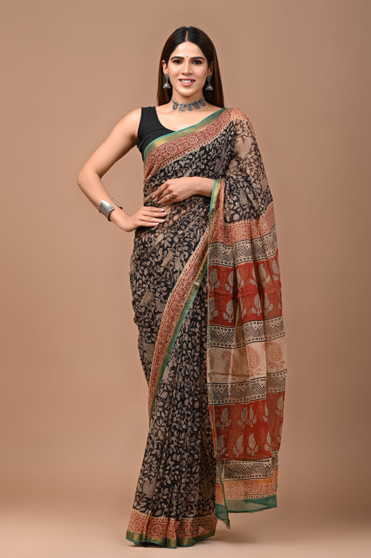 Ebony Blossom Saree