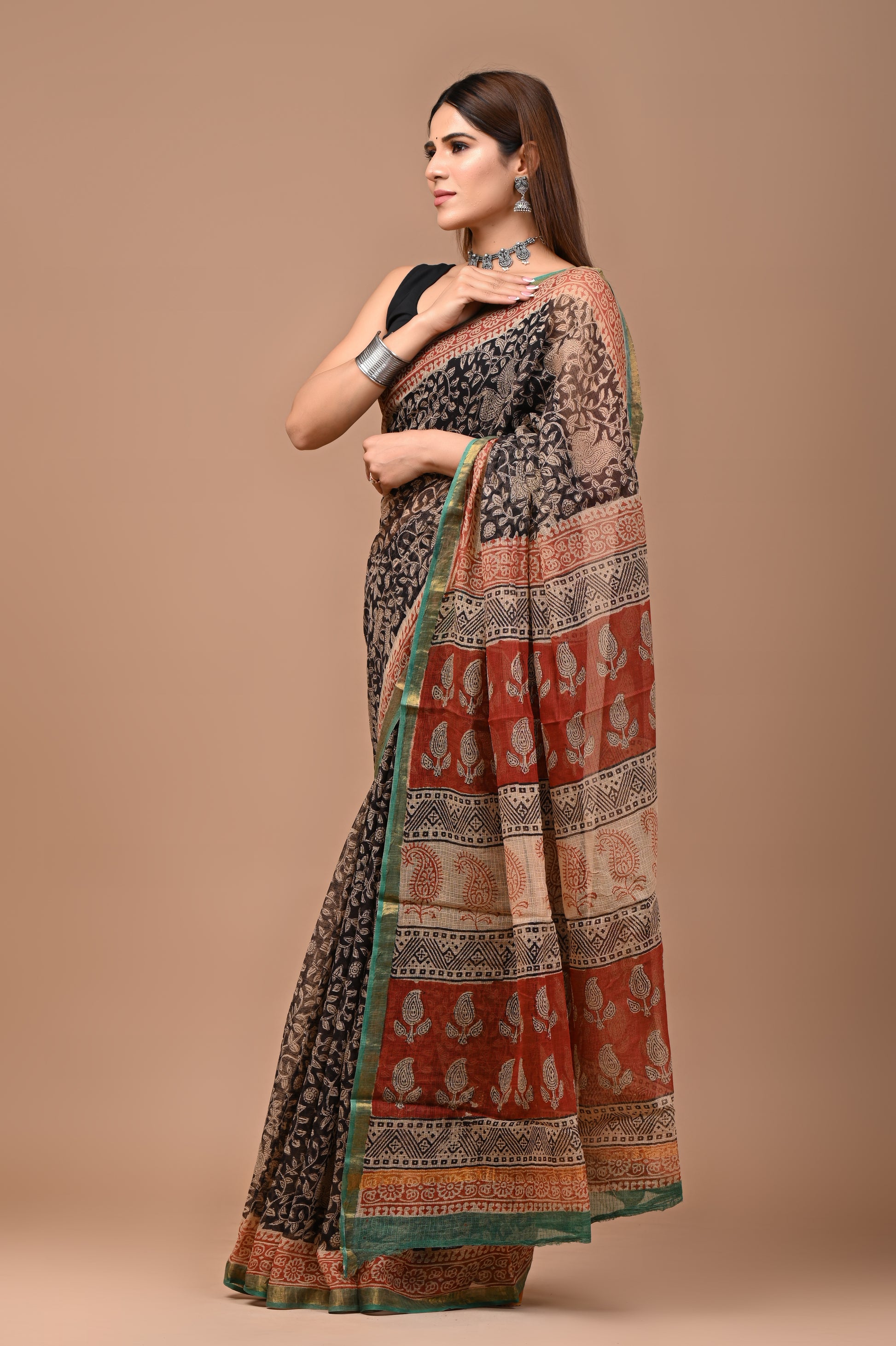 Ebony Blossom Saree